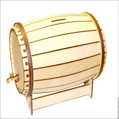 طرح بانک بشکه شکل برای برش لیزری - barrel shaped bank for laser cut - برای دستگاه CNC چوب و لیزر (سی ان سی)