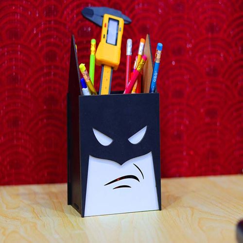 طرح جا مداد بتمن خودکار ابرقهرمان جعبه هدیه برای بچه‌ها میلی‌متری برش لیزری - batman pencil holder superhero pen gift box for kids 3mm laser cut - برای دستگاه CNC چوب و لیزر (سی ان سی)