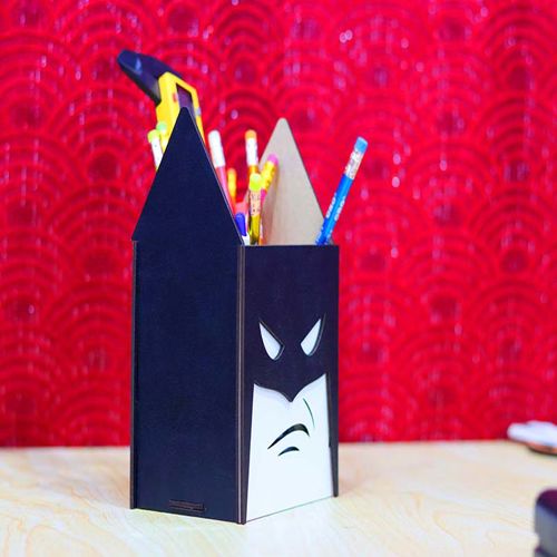 طرح جا مداد بتمن خودکار ابرقهرمان جعبه هدیه برای بچه‌ها میلی‌متری برش لیزری - batman pencil holder superhero pen gift box for kids 3mm laser cut ve - برای دستگاه CNC چوب و لیزر (سی ان سی)