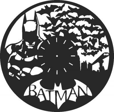 طرح ساعت دیواری بتمن - batman wall clock ve - برای دستگاه CNC چوب و لیزر (سی ان سی)