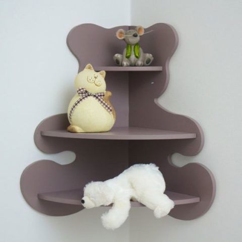 طرح قفسه گوشه‌ای به شکل خرس برای اتاق کودک لیزری - bear shaped corner shelf for kids room laser cut ve - برای دستگاه CNC چوب و لیزر (سی ان سی)