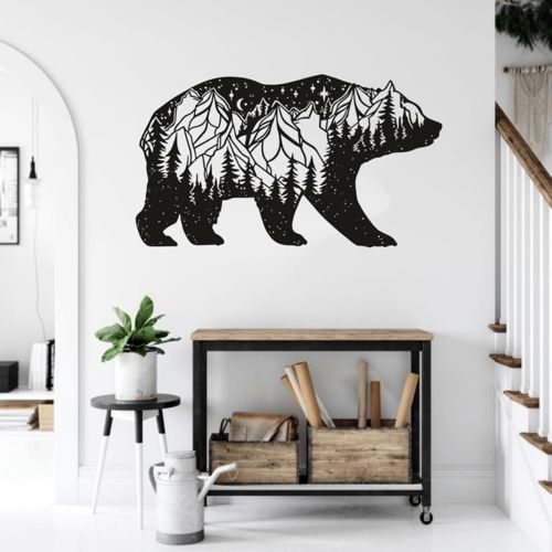 طرح دکور دیوار خرس برای برش لیزری - bear wall decorfor laser cut ve - برای دستگاه CNC چوب و لیزر (سی ان سی)