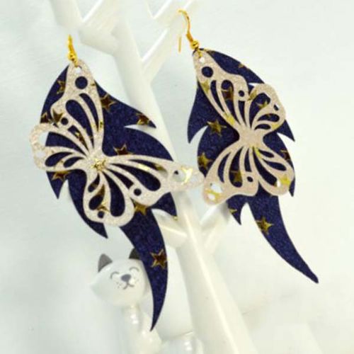 طرح قالب جواهرات گوشواره پروانه زیبا لیزر - beautiful butterfly earring jewelry template laser cut - برای دستگاه CNC چوب و لیزر (سی ان سی)