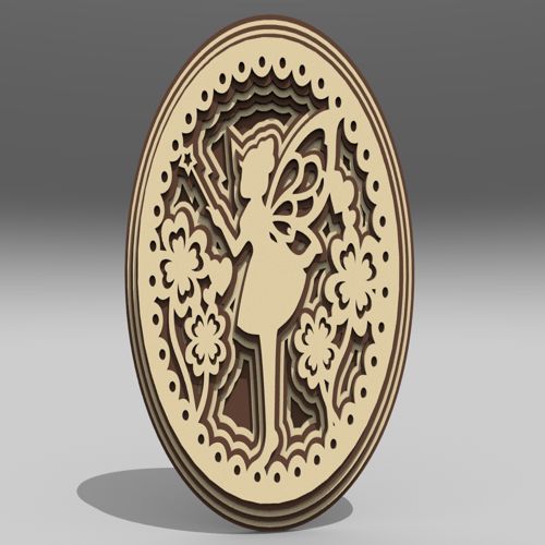 طرح زیبا چند لایه پری تزئین - beautiful multilayer fairy ornament ve - برای دستگاه CNC چوب و لیزر (سی ان سی)