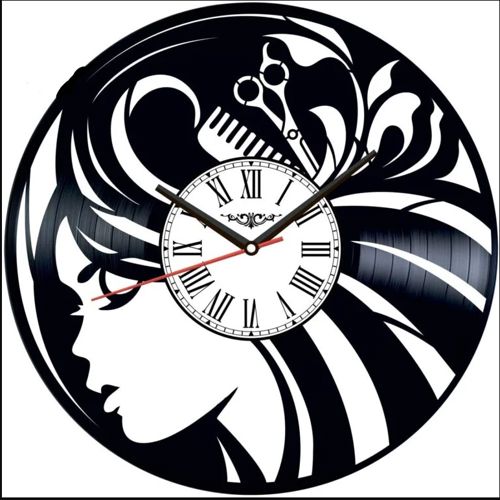 طرح ساعت دیواری سالن زیبایی مخصوص برش لیزری - beauty salon wall clock for laser cut ve - برای دستگاه CNC چوب و لیزر (سی ان سی)
