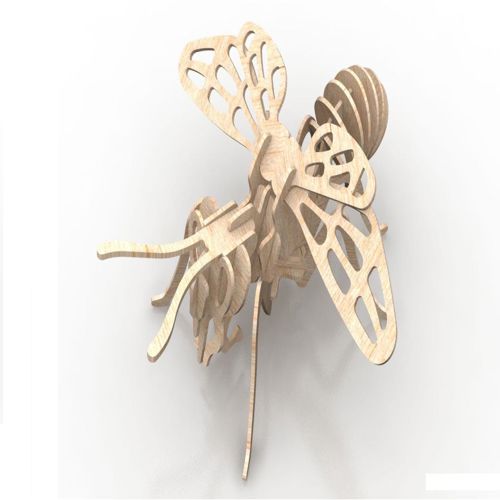 طرح پازل چوبی سه بعدی زنبور عسل میلی‌متری حشرات - bee 3mm insect 3d wood puzzle - برای دستگاه CNC چوب و لیزر (سی ان سی)