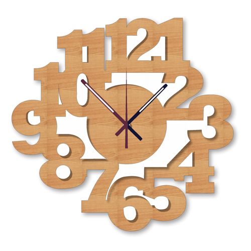 طرح ساعت دیواری با اعداد بزرگ لیزری - big numbers wall clock laser cut - برای دستگاه CNC چوب و لیزر (سی ان سی)