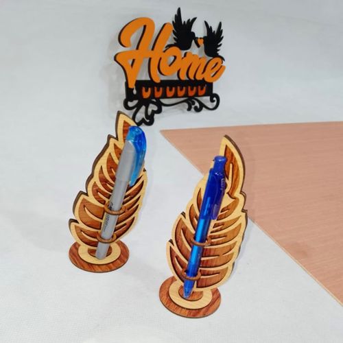 طرح جا قلمی پر پرنده پایه میز اداری سازماندهنده میلیمتر برش لیزر - bird feather pen holder stand office desk organizer 3mm laser cut jpeg - برای دستگاه CNC چوب و لیزر (سی ان سی)