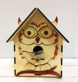 طرح خانه پرنده به شکل جغد برای برش لیزر cnc - bird house shaped like an owl for laser cut cnc - برای دستگاه CNC چوب و لیزر (سی ان سی)
