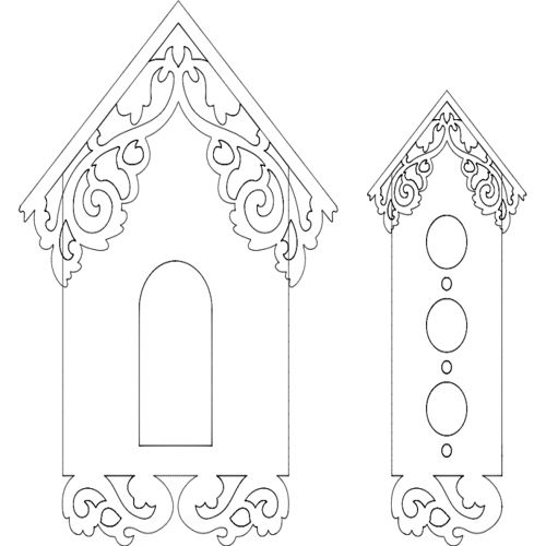طرح طراحی جلوی خانه پرندگان - birds house front design - برای دستگاه CNC چوب و لیزر (سی ان سی)