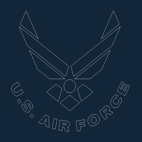 طرح لوگوی آبی آمریکایی افغانستان - blue us af logo - برای دستگاه CNC چوب و لیزر (سی ان سی)