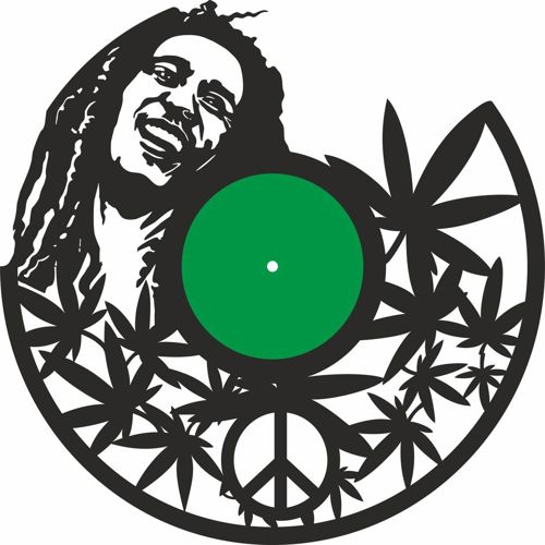 طرح ساعت دیواری صفحه وینیل باب مارلی برش لیزری - bob marli vinyl record wall clock laser cutting ve - برای دستگاه CNC چوب و لیزر (سی ان سی)