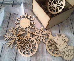 طرح جعبه با تزئینات کاج برای برش لیزری - box with pine ornaments for laser cut - برای دستگاه CNC چوب و لیزر (سی ان سی)