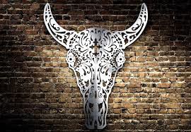 طرح برش لیزری ورق فلز با روکش استیل ضد زنگ ( لیزری) - bull face stainless steel sheet metal laser cutting - برای دستگاه CNC چوب و لیزر (سی ان سی)