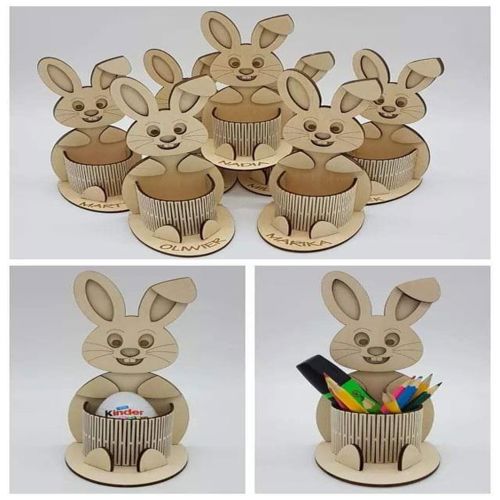 طرح جای تخم خرگوش برای برش لیزری - bunny egg holder for laser cut ve - برای دستگاه CNC چوب و لیزر (سی ان سی)