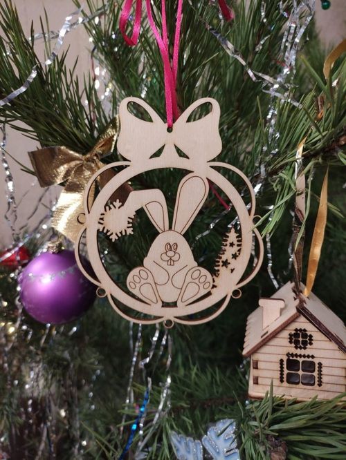 طرح تزئینات چوبی خرگوشی مخصوص تعطیلات، تزئینات کریسمس، برش لیزری، - bunny wood holiday ornament christmas decor laser cut ve - برای دستگاه CNC چوب و لیزر (سی ان سی)