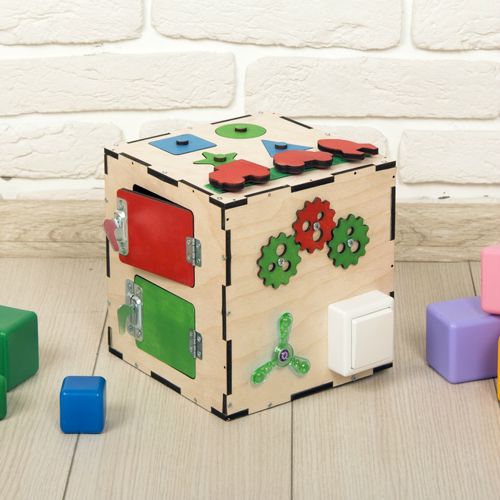 طرح اسباب‌بازی چوبی مکعبی شلوغ برای برش لیزری - busy cube wooden toy for laser cut ve - برای دستگاه CNC چوب و لیزر (سی ان سی)