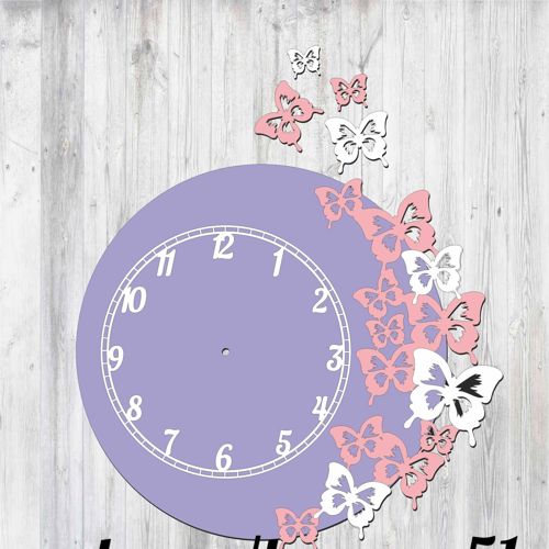 طرح ساعت پروانه‌ای برش لیزری - butterfly clock design laser cut ve - برای دستگاه CNC چوب و لیزر (سی ان سی)
