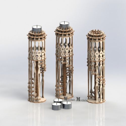 طرح‌ها و نقشه‌های پایه شمع برای برش لیزری - candle stand drawings and layouts for laser cutting ve - برای دستگاه CNC چوب و لیزر (سی ان سی)