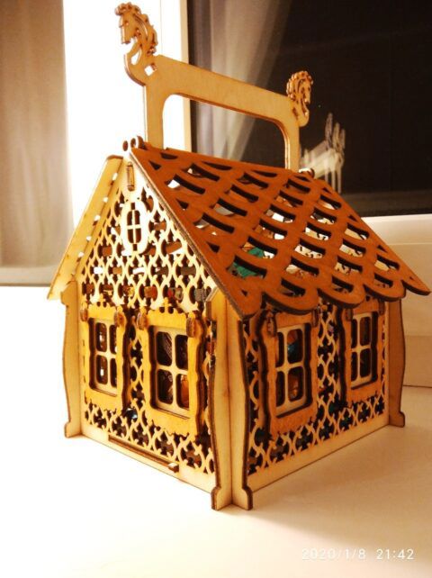 طرح خانه آبنبات برای برش لیزری - candy house for laser cut ve - برای دستگاه CNC چوب و لیزر (سی ان سی)