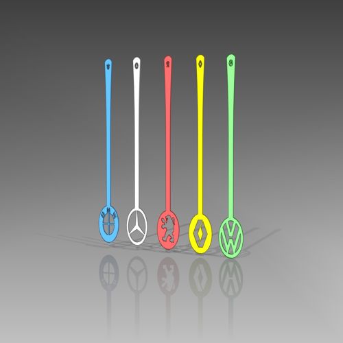 طرح لوگوی ماشین قاشق مجموعه - car logo spoon set - برای دستگاه CNC چوب و لیزر (سی ان سی)