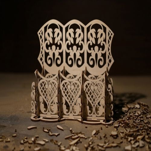 طرح میز چوبی طرح گل حکاکی لیزر - carved floral design wood desk organizer laser cut ve - برای دستگاه CNC چوب و لیزر (سی ان سی)