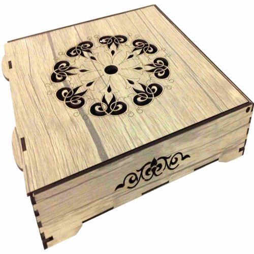 طرح جعبه چای کیسه‌ای میلی‌متری پوشش گیاهی - casket for tea bags 3 mm box ve - برای دستگاه CNC چوب و لیزر (سی ان سی)