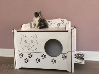 طرح طراحی خانه گربه برای برش لیزری - cat house design for laser cut ve - برای دستگاه CNC چوب و لیزر (سی ان سی)