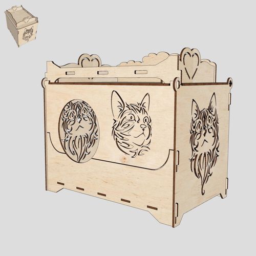 طرح قالب برش لیزری خانه گربه - cat house laser cutting template ve - برای دستگاه CNC چوب و لیزر (سی ان سی)