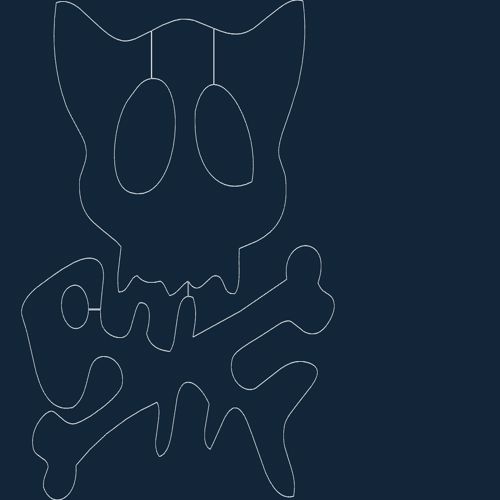 طرح جمجمه و استخوان گربه - cat skull and crossbone - برای دستگاه CNC چوب و لیزر (سی ان سی)