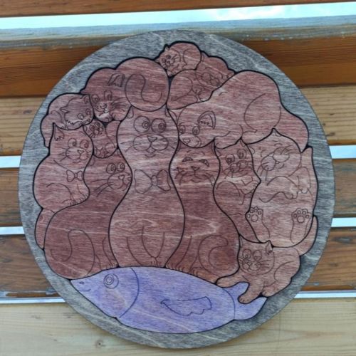 طرح بسته‌بندی پازل برای برش لیزری - cats packing puzzle for laser cut - برای دستگاه CNC چوب و لیزر (سی ان سی)