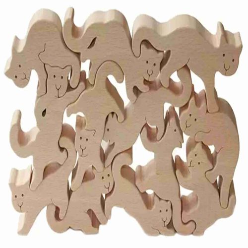 طرح گربه‌ها پازل - cats puzzle ve - برای دستگاه CNC چوب و لیزر (سی ان سی)