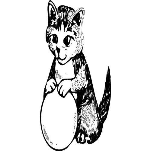 طرح گربه با توپ - cat with ball - برای دستگاه CNC چوب و لیزر (سی ان سی)