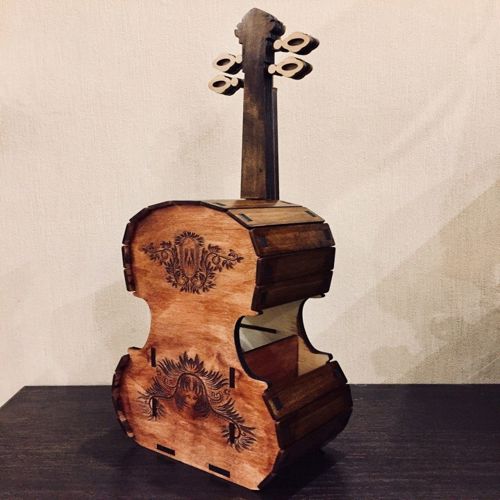 طرح ویولنسل ویولن چایخانه برای برش لیزری - cello violin tea house for laser cut ve - برای دستگاه CNC چوب و لیزر (سی ان سی)