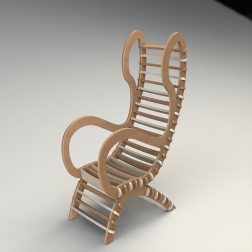 طرح صندلی ثابت تمیز فیلات مونتاژ نصب - chair 3 fixed clean filat assembled - برای دستگاه CNC چوب و لیزر (سی ان سی)