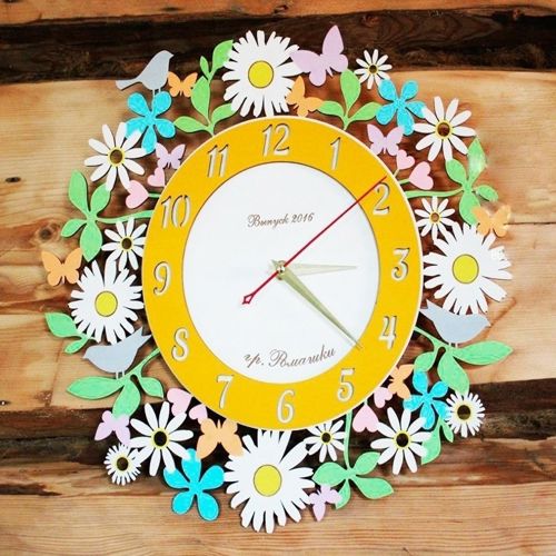 طرح ساعت دیواری گل بابونه مخصوص برش لیزری لیزری - chamomile daisy flower wall clock for laser cutting ve - برای دستگاه CNC چوب و لیزر (سی ان سی)