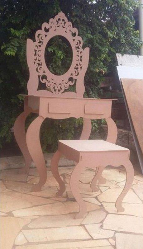 طرح کمد کشویی با آینه و صندلی کودک - chest of drawers with mirror and high chair ve - برای دستگاه CNC چوب و لیزر (سی ان سی)