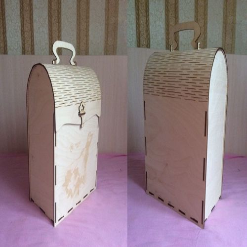 طرح صندوقچه با دسته برای برش لیزری - chest with handle for laser cut ve - برای دستگاه CNC چوب و لیزر (سی ان سی)