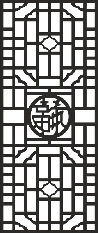 طرح دکوراسیون صفحه نمایش به سبک چینی بردار - chinese style screen decoration vector - برای دستگاه CNC چوب و لیزر (سی ان سی)