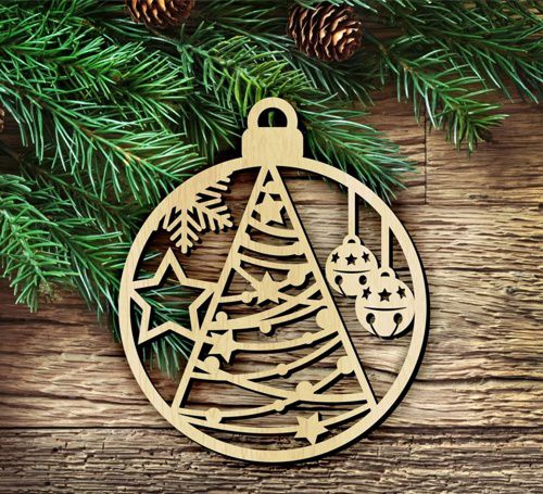 طرح تزئینات توپ کریسمس تزئین درخت کریسمس برش لیزری - christmas ball ornament christmas tree decor laser cut ve - برای دستگاه CNC چوب و لیزر (سی ان سی)