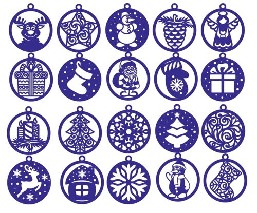 طرح تزئینات توپ کریسمس تزئینات درخت کریسمس برش لیزری - christmas ball ornaments tree decor laser cut ve - برای دستگاه CNC چوب و لیزر (سی ان سی)