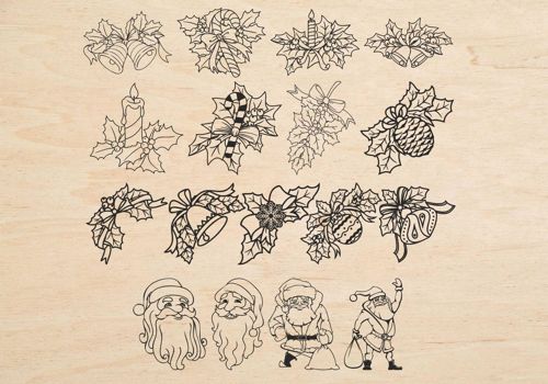 طرح تزئینات کریسمس گل‌های بابانوئل حکاکی لیزری برش لیزری - christmas decorations santa flowers laser engraving laser cut ve - برای دستگاه CNC چوب و لیزر (سی ان سی)