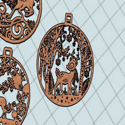 طرح تزیین گوزن کریسمس برای درخت کریسمس چوبی کاردستی شکل برش لیزر - christmas deer ornament for xmas tree wooden craft shape laser cut ve - برای دستگاه CNC چوب و لیزر (سی ان سی)