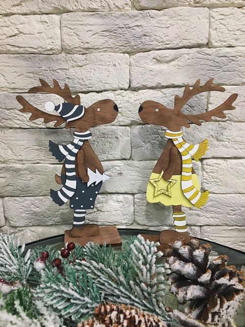 طرح گوزن کریسمسی ایستاده روی پایه برش لیزری - christmas deer standing on a stand laser cut ve - برای دستگاه CNC چوب و لیزر (سی ان سی)