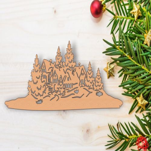طرح قالب تزئینات چوبی خانه کریسمس برش لیزری - christmas house wooden decorations template laser cut ve - برای دستگاه CNC چوب و لیزر (سی ان سی)