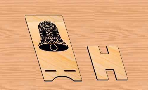 طرح تزئینات کریسمس زنگ حکاکی نگهدارنده تلفن همراه لیزر - christmas ornaments bell engraved cell phone holder laser cut - برای دستگاه CNC چوب و لیزر (سی ان سی)