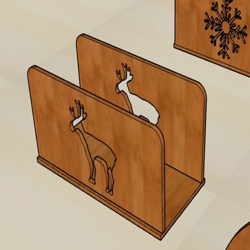 طرح تزئینات کریسمس گوزن شمالی چوب جادستمال دستمال برش لیزری - christmas ornaments reindeer wood napkin holder laser cut - برای دستگاه CNC چوب و لیزر (سی ان سی)