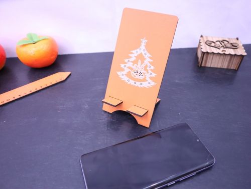 طرح پایه گوشی کریسمسی میلی‌متری لیزر - christmas phone stand 3mm laser cut - برای دستگاه CNC چوب و لیزر (سی ان سی)