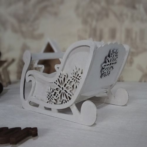 طرح تزیین سورتمه کریسمس با برش لیزری قاب - christmas sleigh decoration laser cut ve - برای دستگاه CNC چوب و لیزر (سی ان سی)