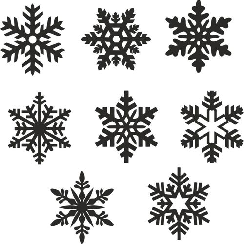 طرح مجموعه آیکون‌های دانه برف کریسمس برش لیزری - christmas snowflake icons set laser cut ve - برای دستگاه CNC چوب و لیزر (سی ان سی)